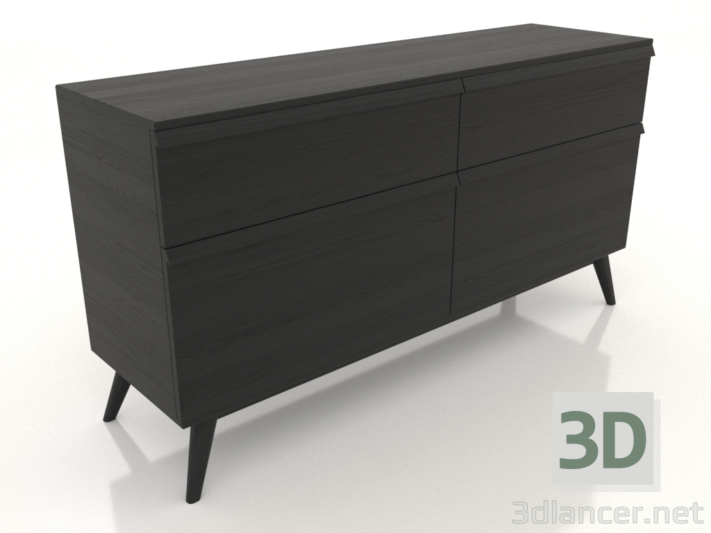 3d model Chest of drawers 1 1500x400x800 (black RAL 9005) - preview