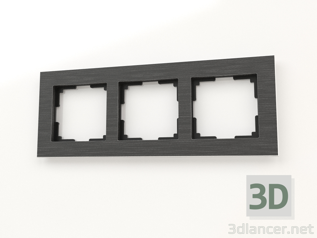 Modelo 3d Estrutura para 3 postes (alumínio preto) - preview