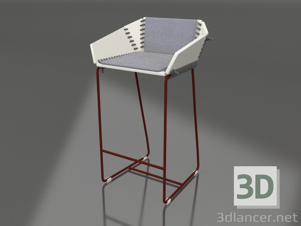 3D modeli Sırtlı yarım bar sandalyesi (Şarap kırmızısı) - önizleme