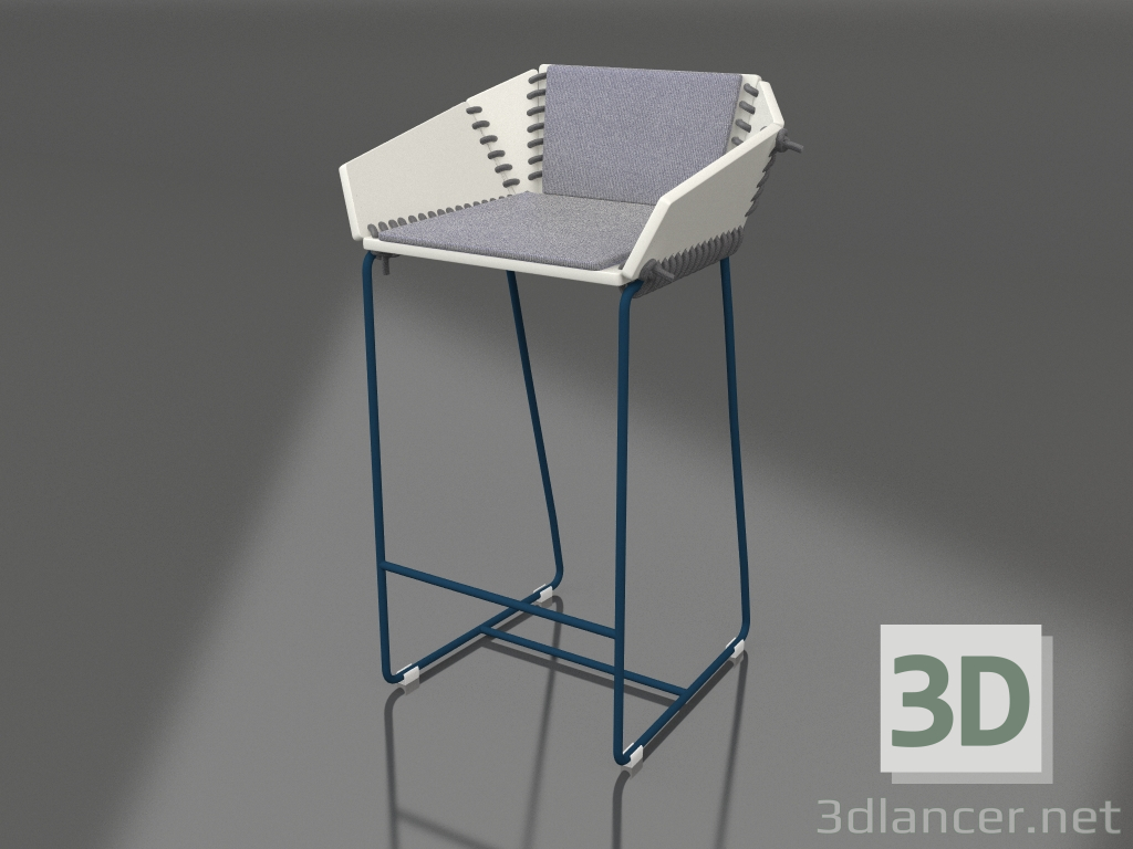 3d model Semi-bar chair with back (Grey blue) - preview