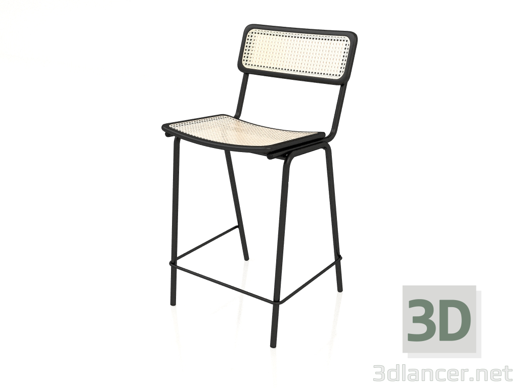 modello 3D Sedia semi-bar Jort 66,5 cm (Naturale-Nero) - anteprima