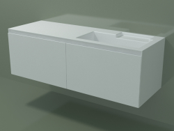 Lavabo con cassetto (dx, L 144, P 50, H 48 cm)