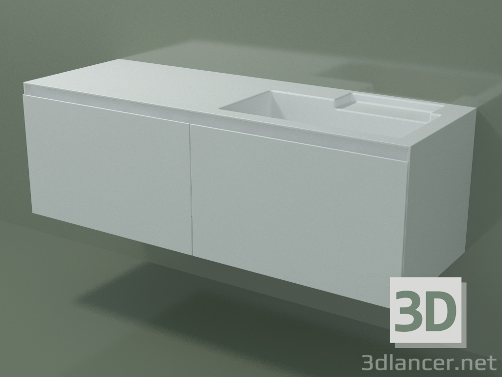 3d model Washbasin with drawer (dx, L 144, P 50, H 48 cm) - preview