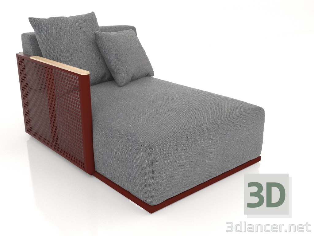 3d model Módulo sofá sección 2 izquierda (Rojo vino) - vista previa