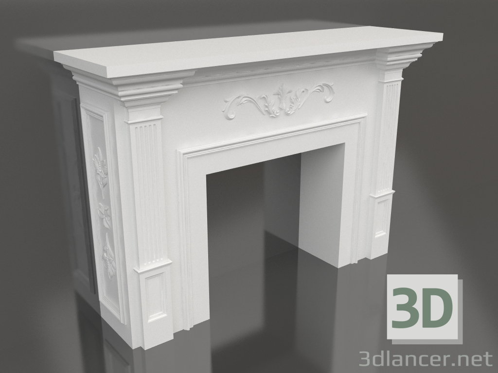 3d model Set of gypsum decor for fireplace 001 (1135x1664x452) - preview