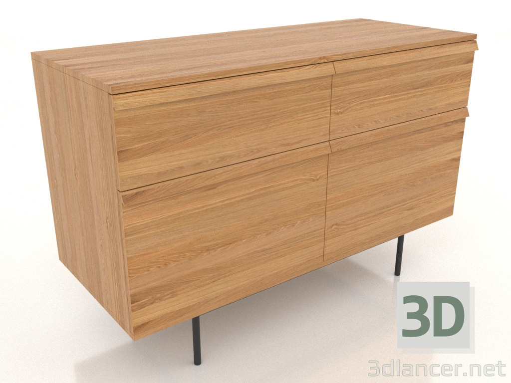 Modelo 3d Cômoda 1 METAL 1200x500x800 (carvalho natural) - preview