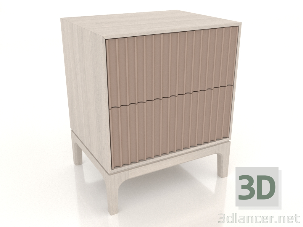 modèle 3D Table de chevet FARGO 2 tiroirs avec façades fraisées (beige, chêne blanchi, option 2) - preview modèle 3D Table de chevet FARGO 2 tiroirs avec façades fraisées (beige, chêne blanchi, option 2) - preview