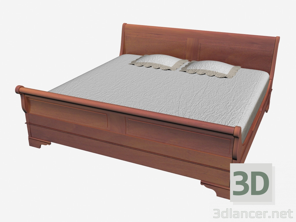 modello 3D Letto con alte spalle XL - anteprima