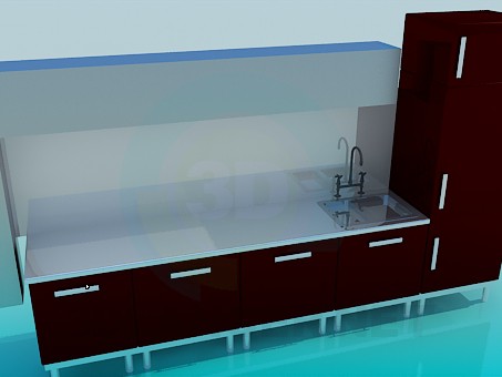 3d model Cocina de alta tecnología - vista previa