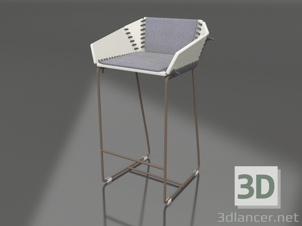 3d model Silla semibar con respaldo (Bronce) - vista previa