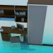 3d model A set of furniture: wardrobe, desk, shelves - preview