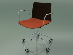 Silla 0300 (5 ruedas, con reposabrazos, con una almohada en el asiento, wengué)