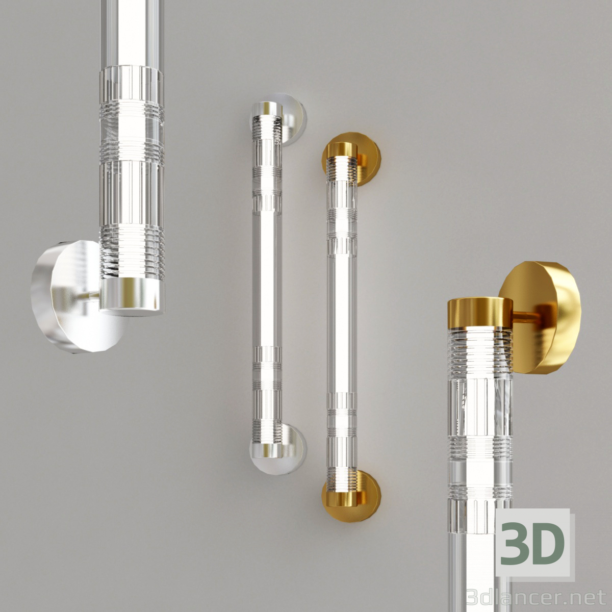 LUZ DE PARED DE TUBO DE CRISTAL 3D modelo Compro - render