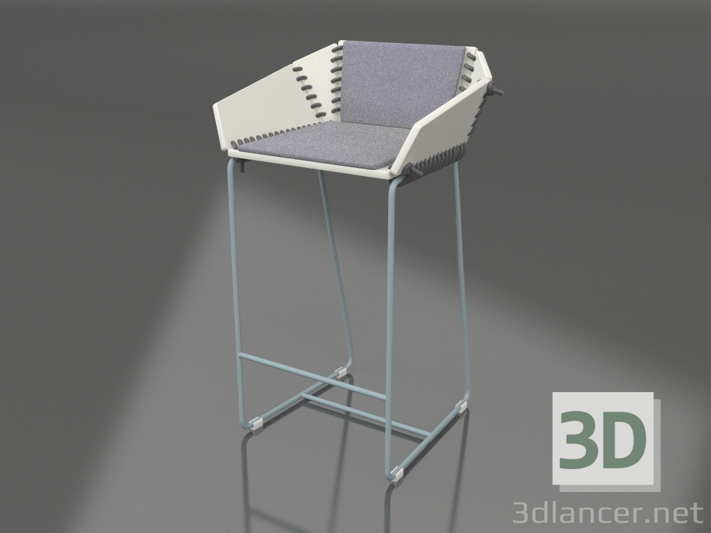 Modelo 3d Cadeira semi-bar com encosto (cinza azul) - preview