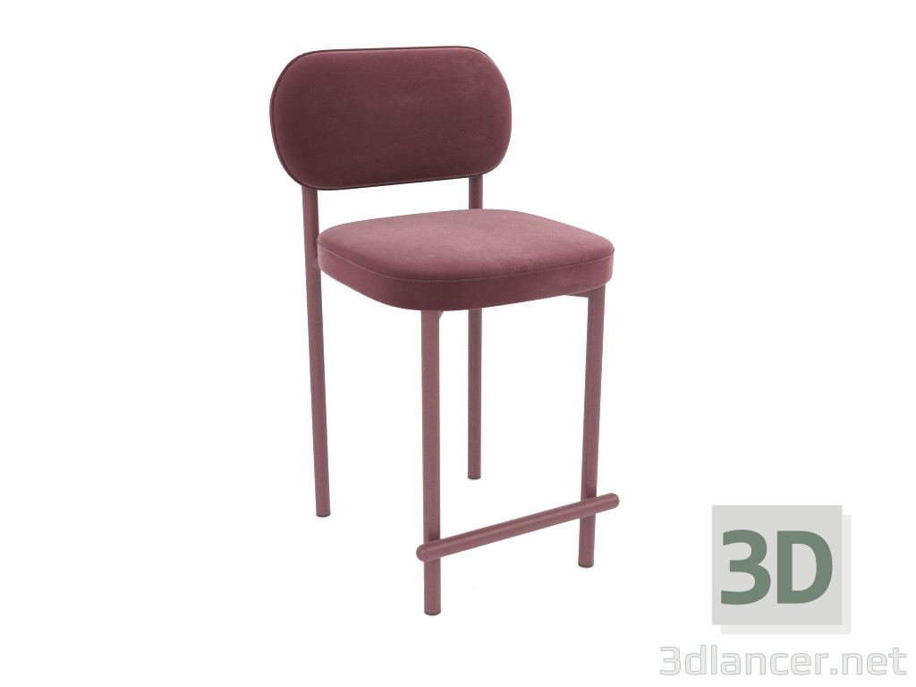 modello 3D Sgabello semi-bar Toptynych (Bordeaux) - anteprima