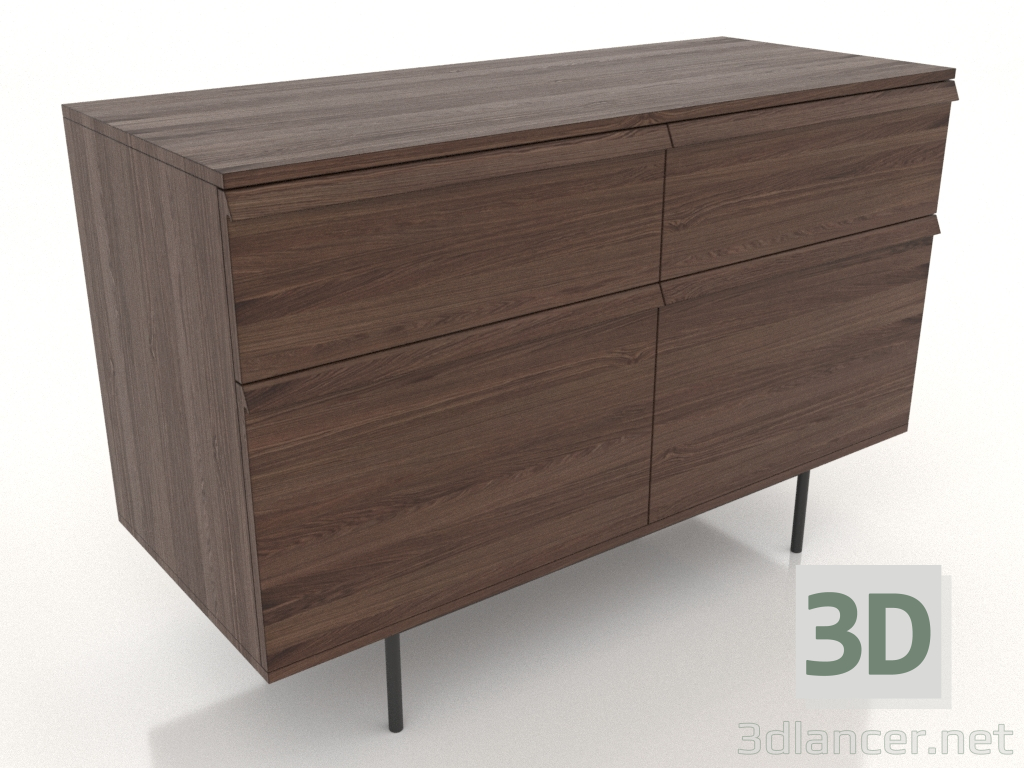 3d model Chest of drawers 1 METAL 1200x500x800 (dark walnut) - preview