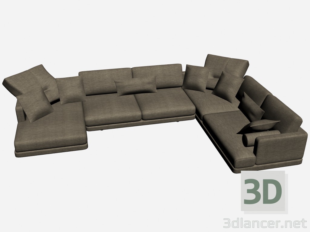 3D Modell Sofa Ecke Amtsinhaber weich 2 - Vorschau