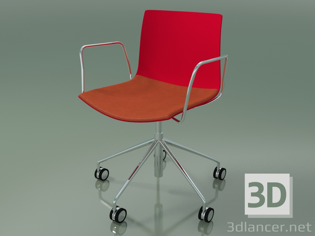 modèle 3D Chaise 0300 (5 roues, avec accoudoirs, avec un oreiller sur le siège, polypropylène PO00104) - preview