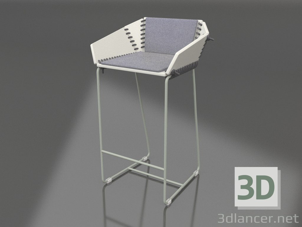 modèle 3D Chaise semi-bar avec dossier (Gris ciment) - preview