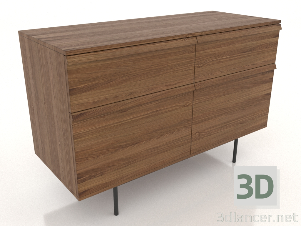 Modelo 3d Cômoda 1 METAL 1200x500x800 (nogueira clara) - preview