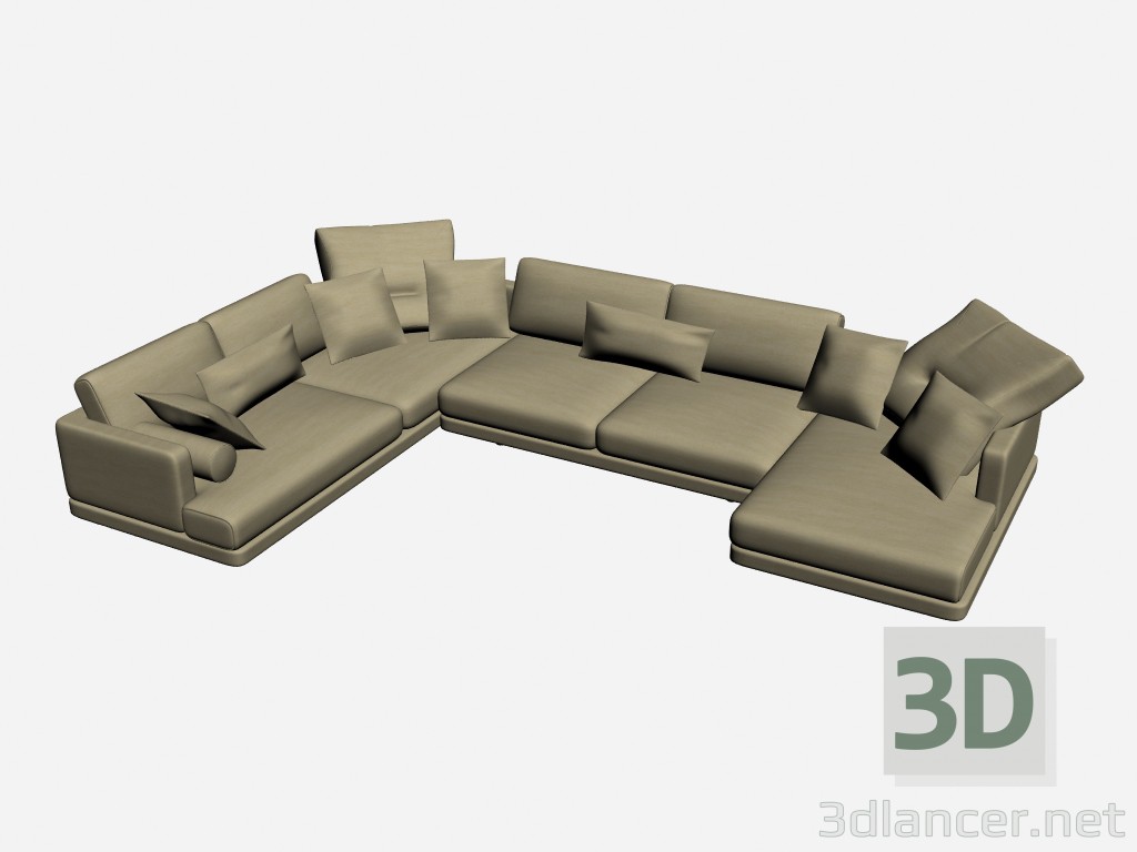 3D Modell Sofa Ecke etablierten soft 3 - Vorschau