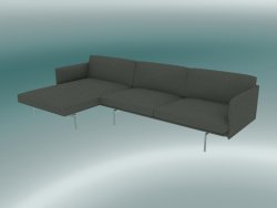 Sofa with deck chair Outline, left (Fiord 961, Polished Aluminum)