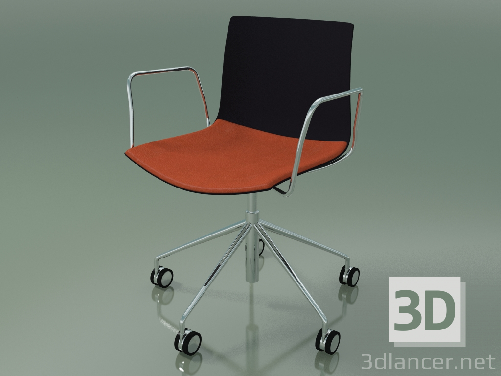 modèle 3D Chaise 0300 (5 roues, avec accoudoirs, avec un oreiller sur le siège, polypropylène PO00109) - preview