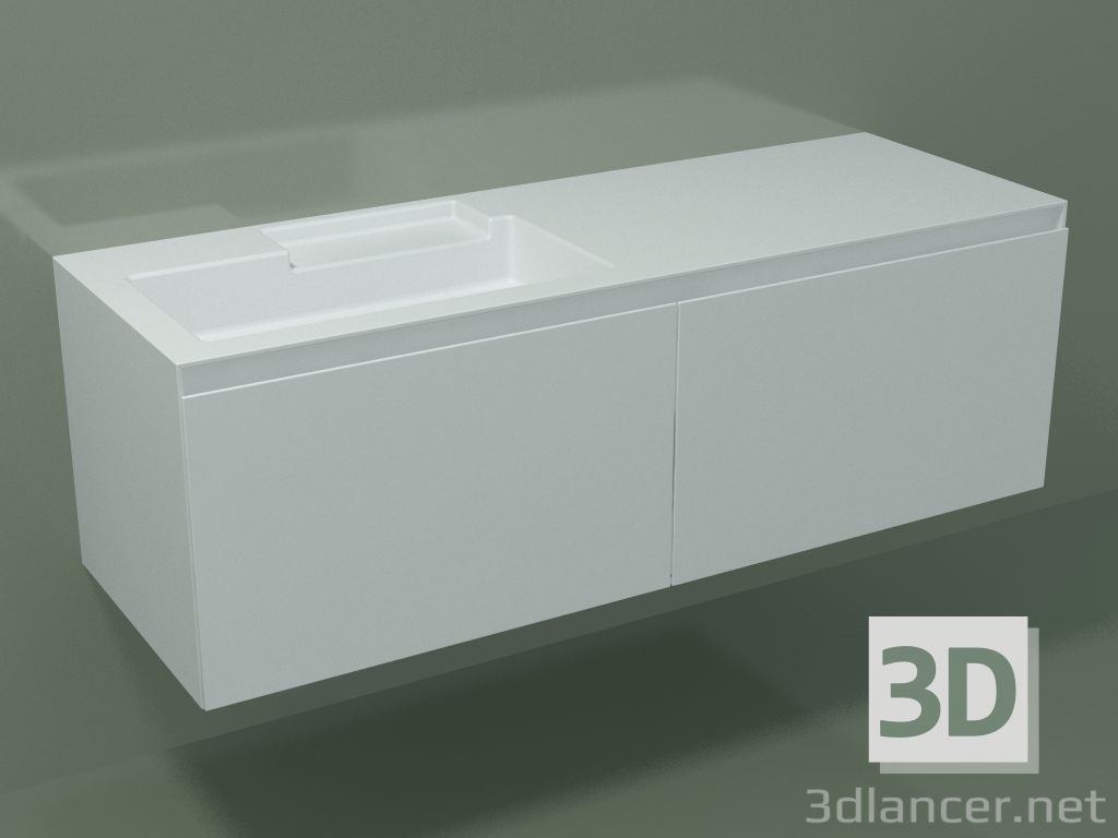 3d model Lavabo con cajón (sx, L 144, P 50, H 48 cm) - vista previa