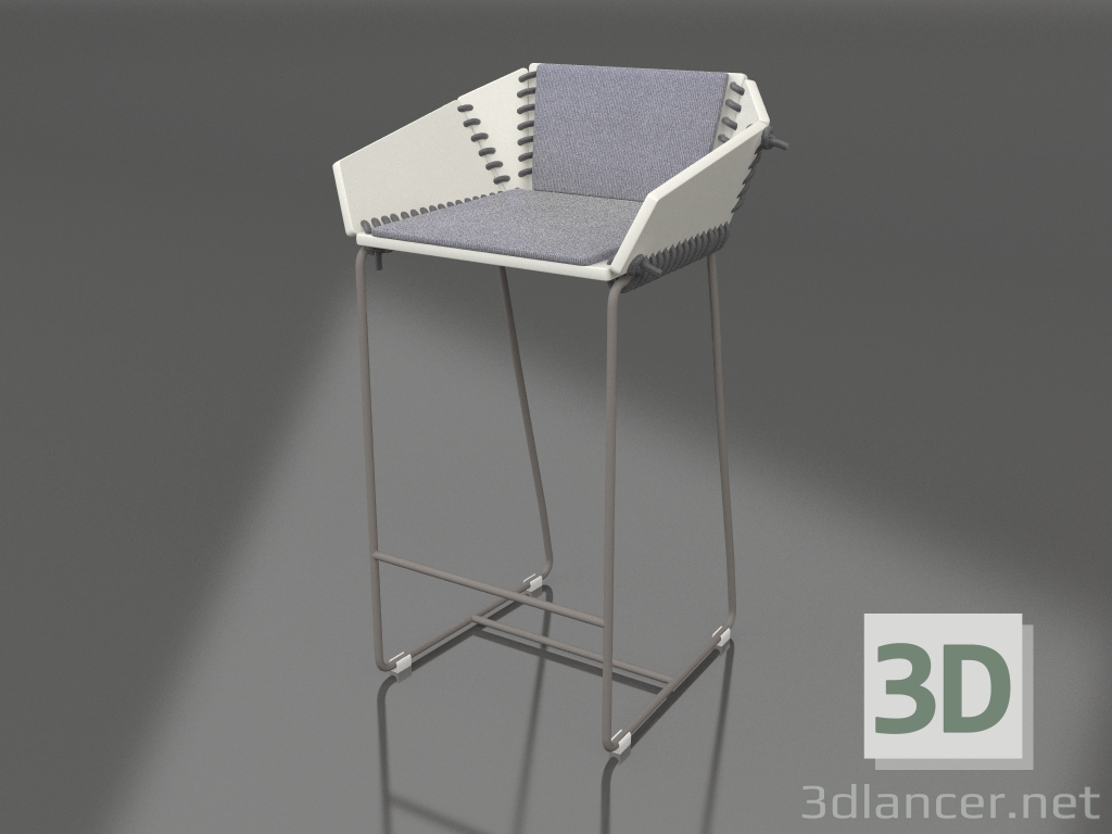 3d model Silla semibar con respaldo (Gris cuarzo) - vista previa