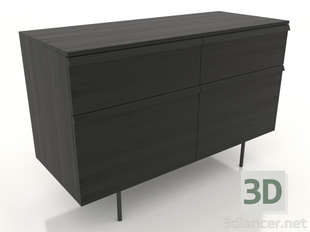 3d model Chest of drawers 1 METAL 1200x500x800 (black RAL 9005) - preview