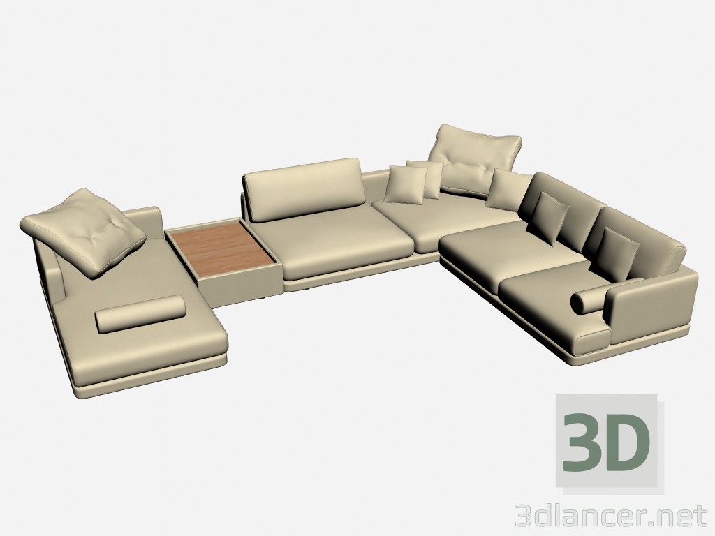 modello 3D Operatori storici divano morbido 5 - anteprima