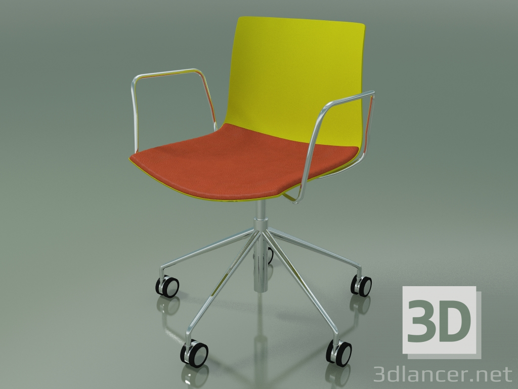 3d model Chair 0300 (5 wheels, with armrests, with a pillow on the seat, polypropylene PO00118) - preview