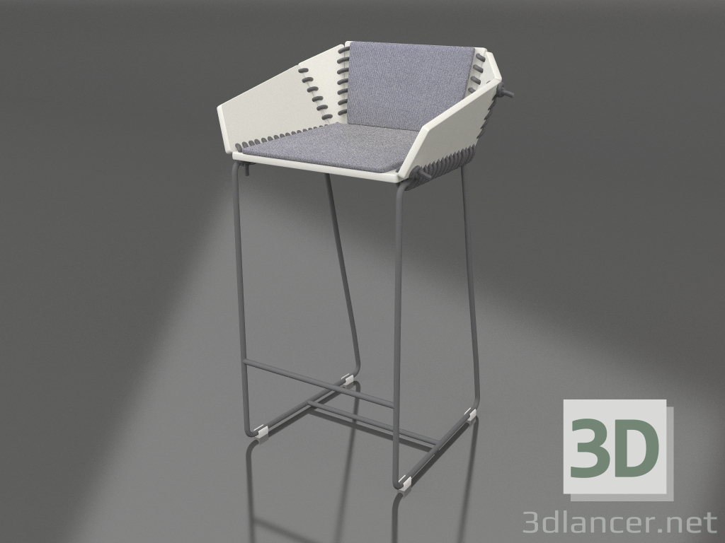 3d model Silla semibar con respaldo (Antracita) - vista previa