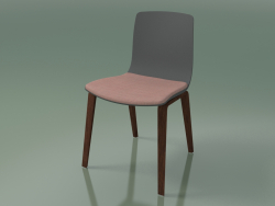 Silla 3979 (4 patas de madera, polipropileno, con una almohada en el asiento, nogal)