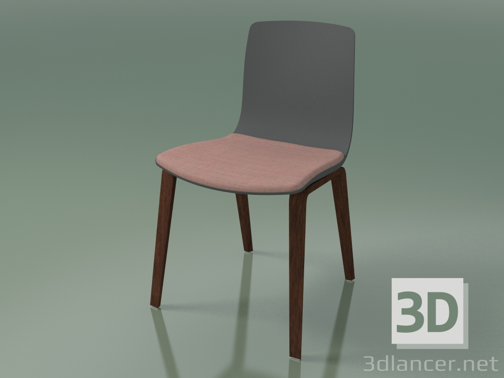 3d модель Стул 3979 (4 деревянные ножки, полипропилен, с подушкой на сидении, walnut) – превью