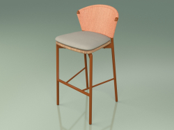 Tabouret de bar 050 (Orange, Métal Rouille, Teck)