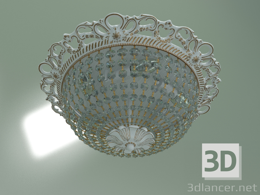 3d model Araña de suspensión 3298-5 (blanco con oro - cristal transparente Strotskis) - vista previa