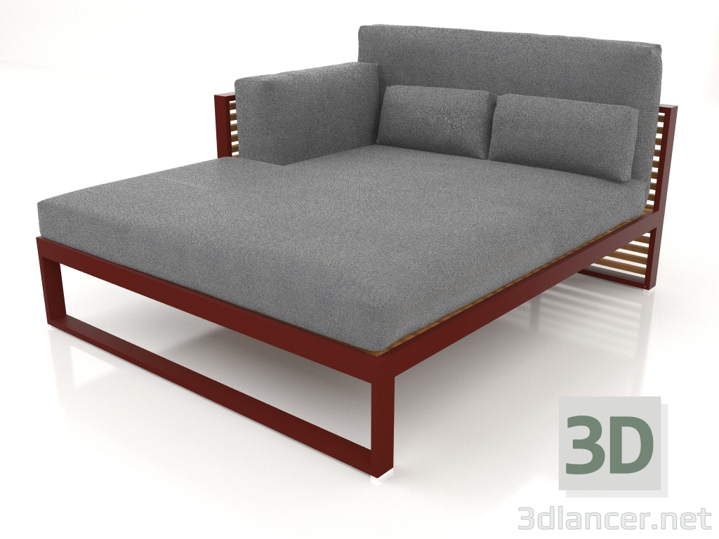 Modelo 3d Sofá modular XL, secção 2 esquerda, encosto alto, madeira artificial (Vinho tinto) - preview