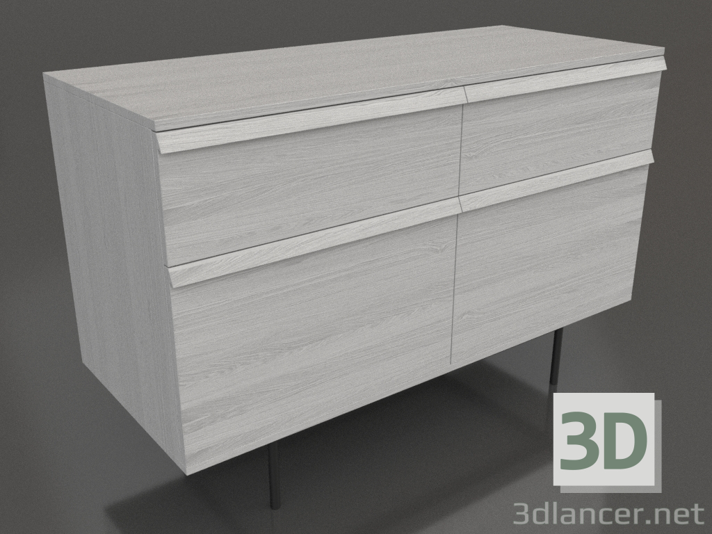 3d model Chest of drawers 1 METAL 1200x500x800 (white RAL 9010) - preview