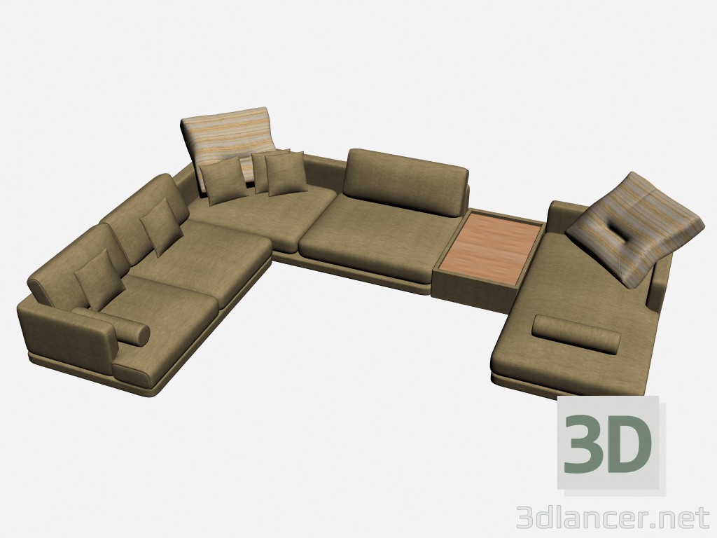 3d model Sofá esquina titulares 6 suave - vista previa