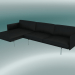 3d model Sofa with chaise lounge Outline, left (Refine Black Leather, Polished Aluminum) - preview