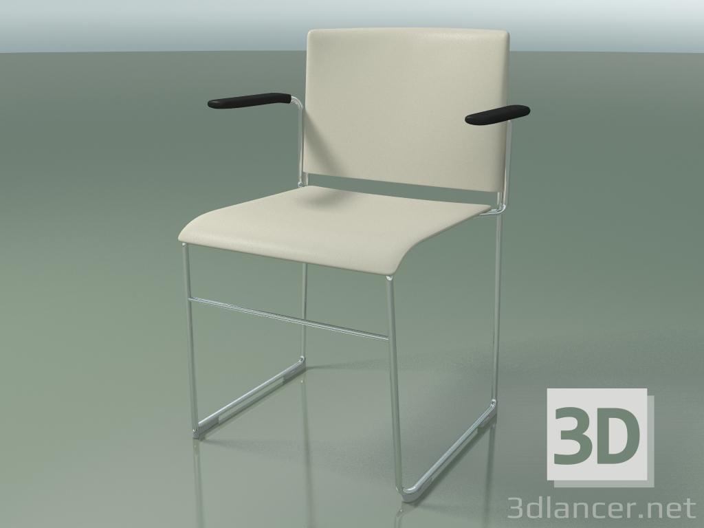 3d model Stackable chair with armrests 6603 (polypropylene Ivory, CRO) - preview