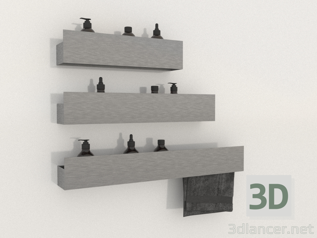 modello 3D Mensole bagno (grigio) LINEA BOCA - anteprima