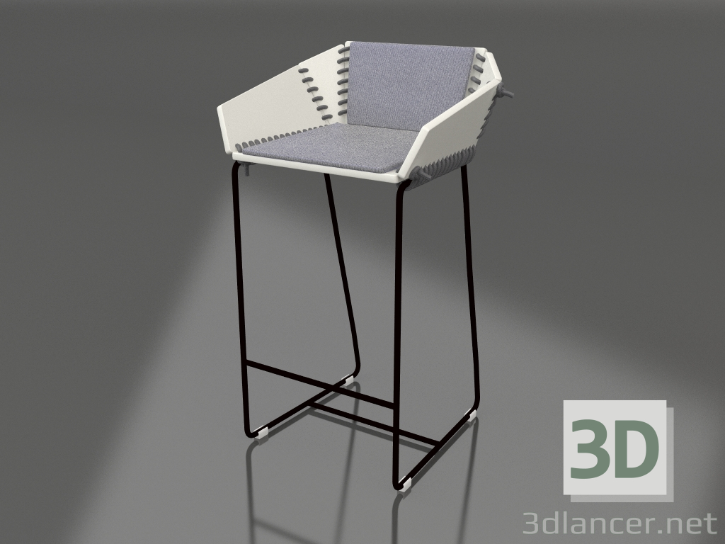 3d model Semi-bar chair with back (Black) - preview