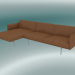 modèle 3D Canapé avec chaise longue Outline, gauche (cuir Cognac raffiné, aluminium poli) - preview