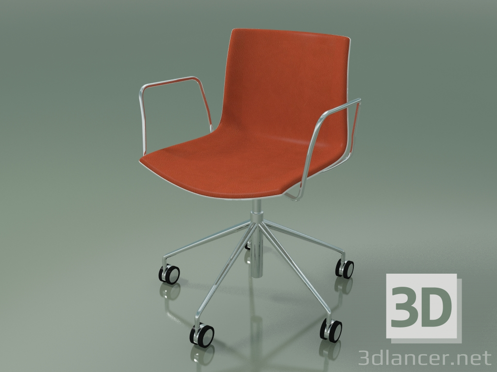 modello 3D Sedia 0466 (5 ruote, con braccioli, con rivestimento frontale, polipropilene PO00101) - anteprima