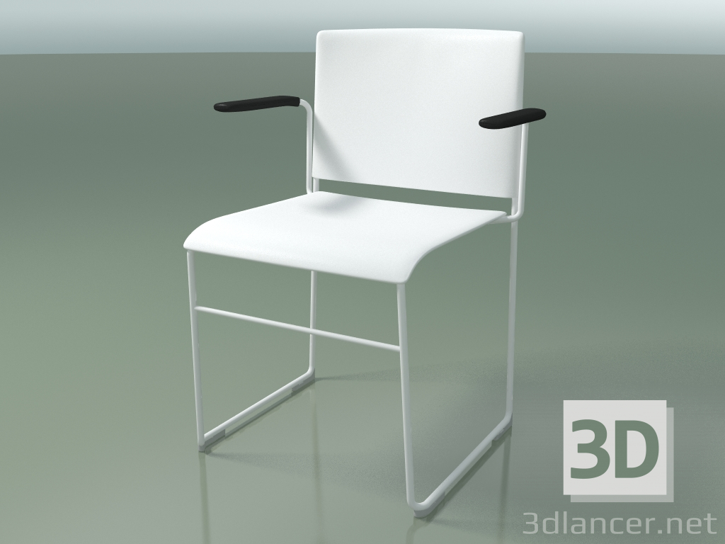 3d model Silla apilable con reposabrazos 6603 (polipropileno blanco, V12) - vista previa