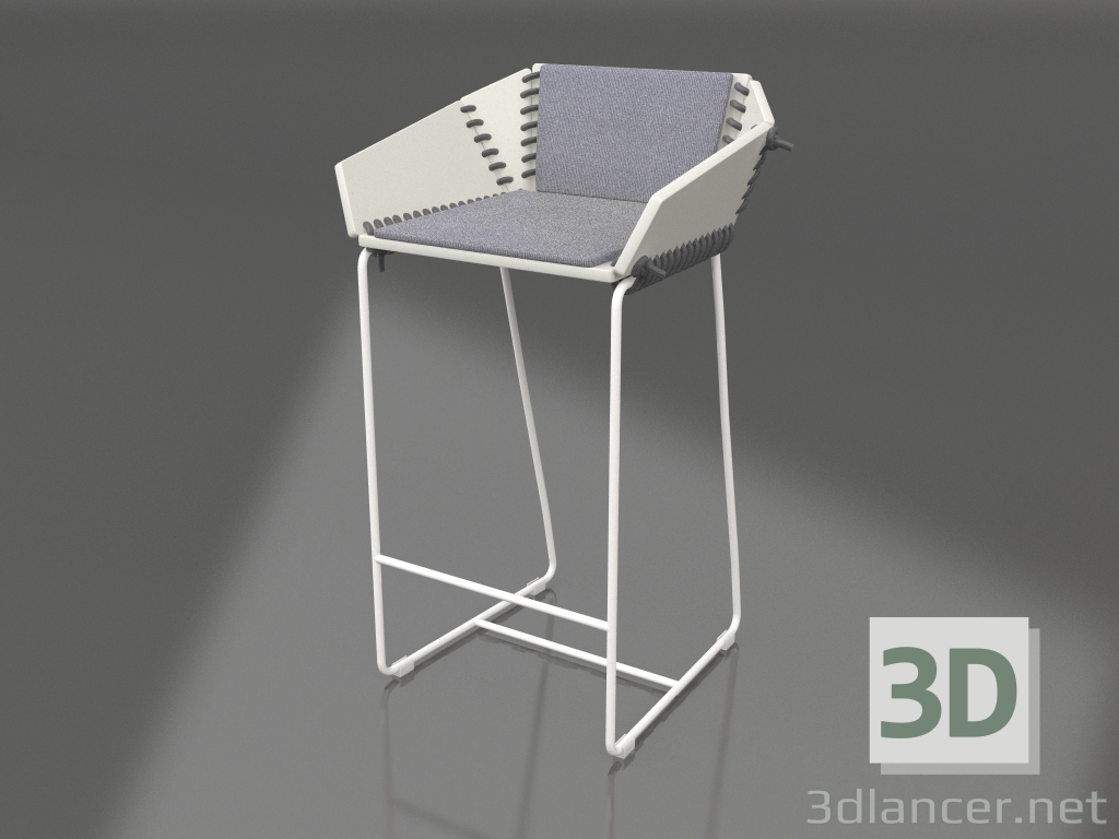 3d model Silla semibar con respaldo (Blanco) - vista previa