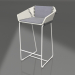 3d model Silla semibar con respaldo (Blanco) - vista previa