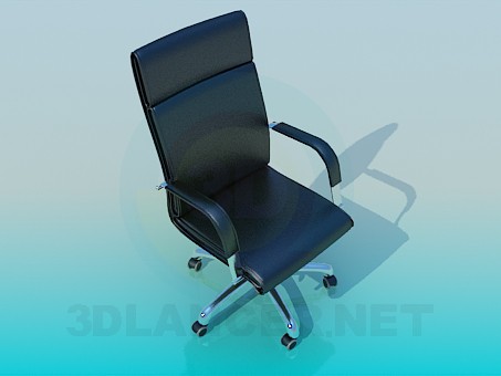 3d model Black leather chair on wheels - preview